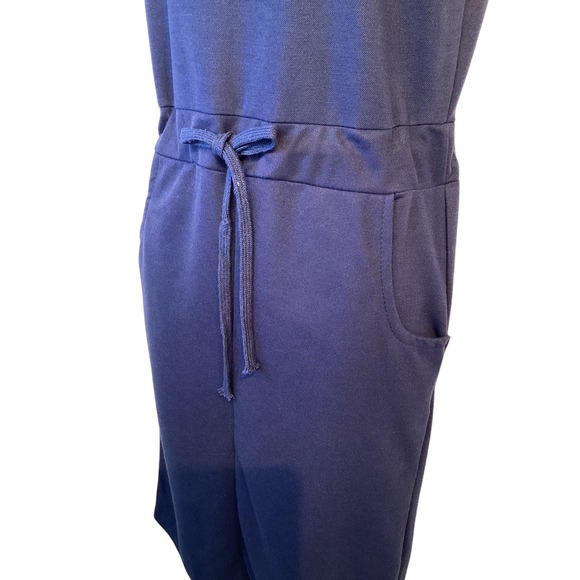 Essentials Basic Sleeveless Casual Drawstring Midi Dress Navy Size Medium - Picture 3 of 10